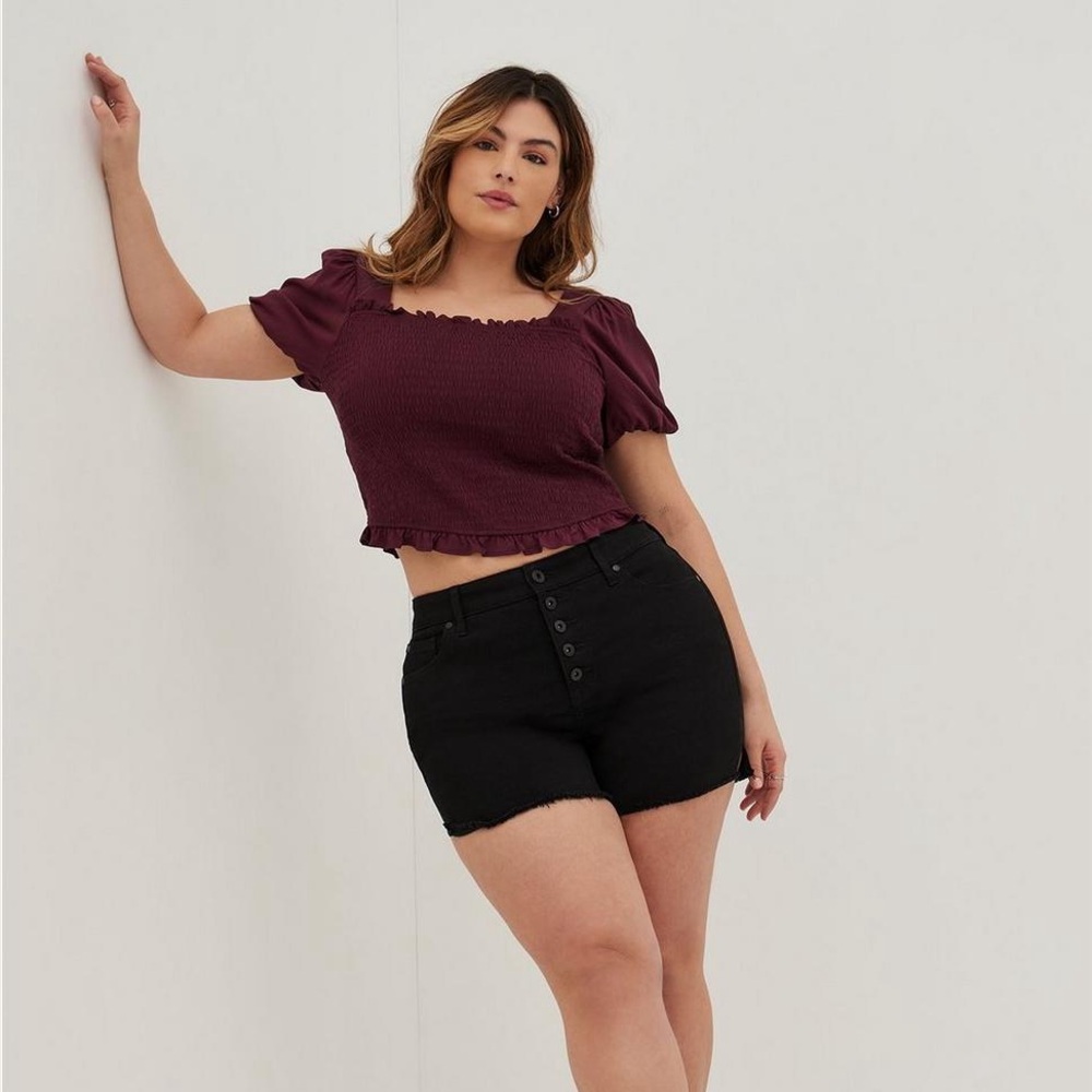 Torrid Wine Smocked Crop Top